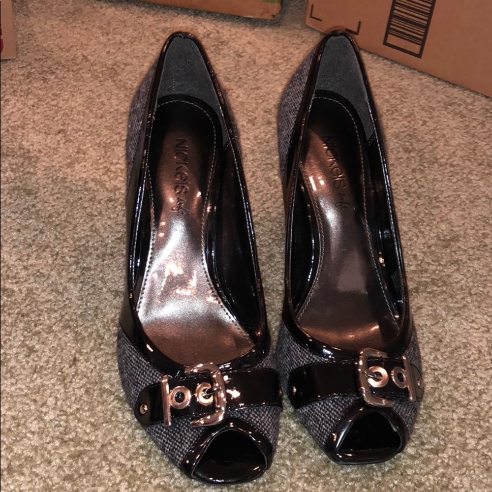 Practically new black & grey heels